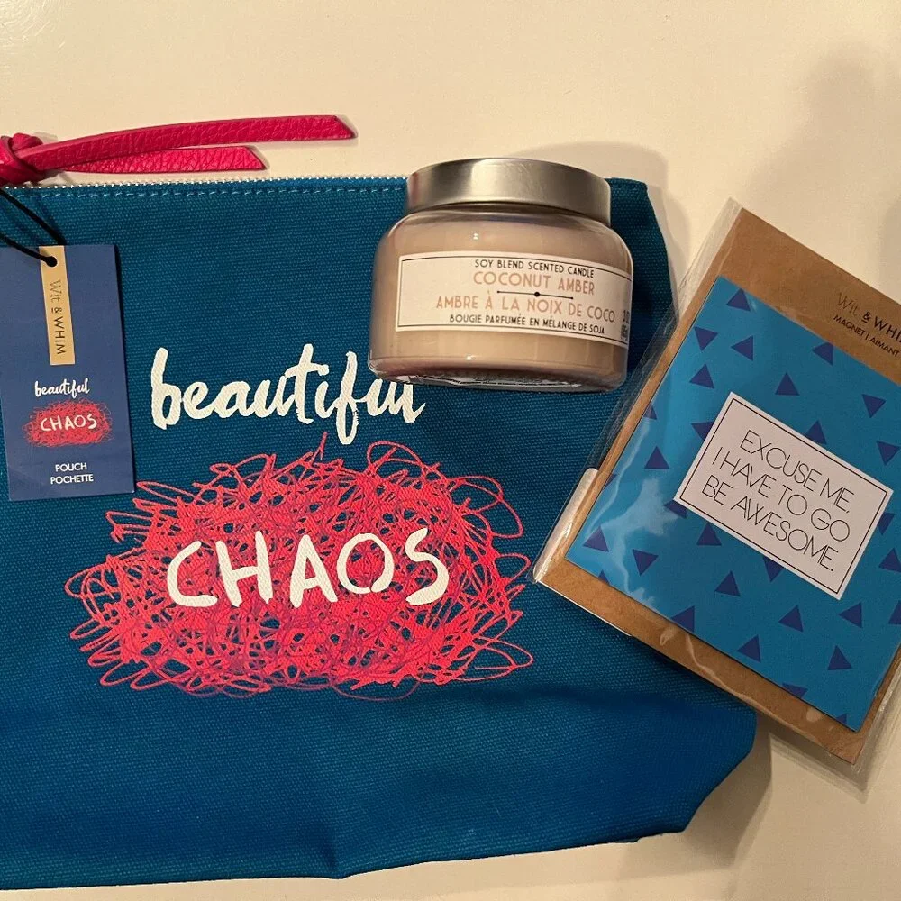 Office Supply or Makeup Pouch, Inspirational‎ Magnet and Candle (new/s/x)